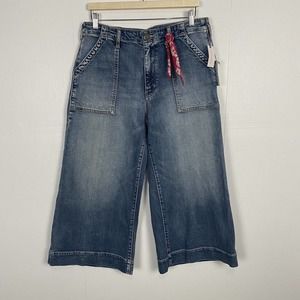 Anthropologie Pilcro and the Letterpress Vintage Wide Leg Cropped Jeans Size 32